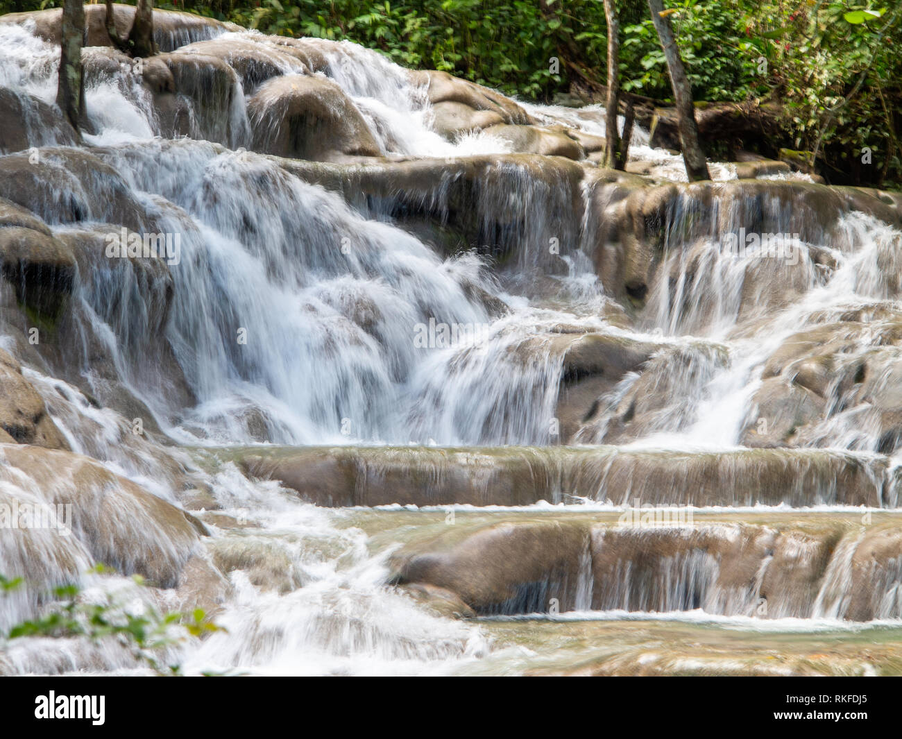 Waterfalls at Dunns River Jamaica Stock Photo