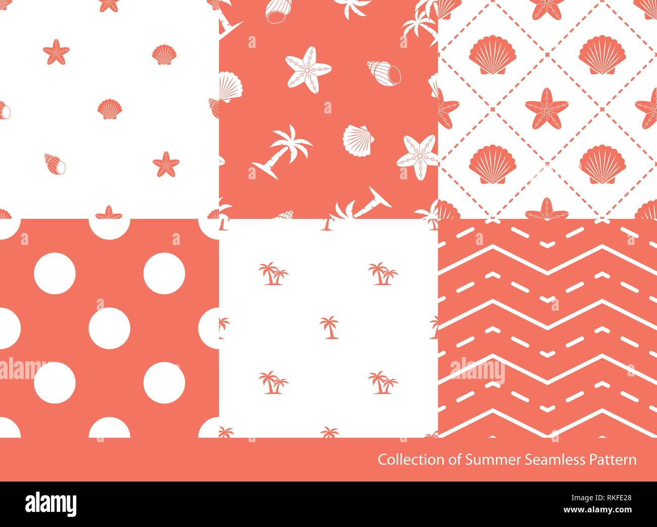 Seamless pattern set. Summer collection Stock Vector