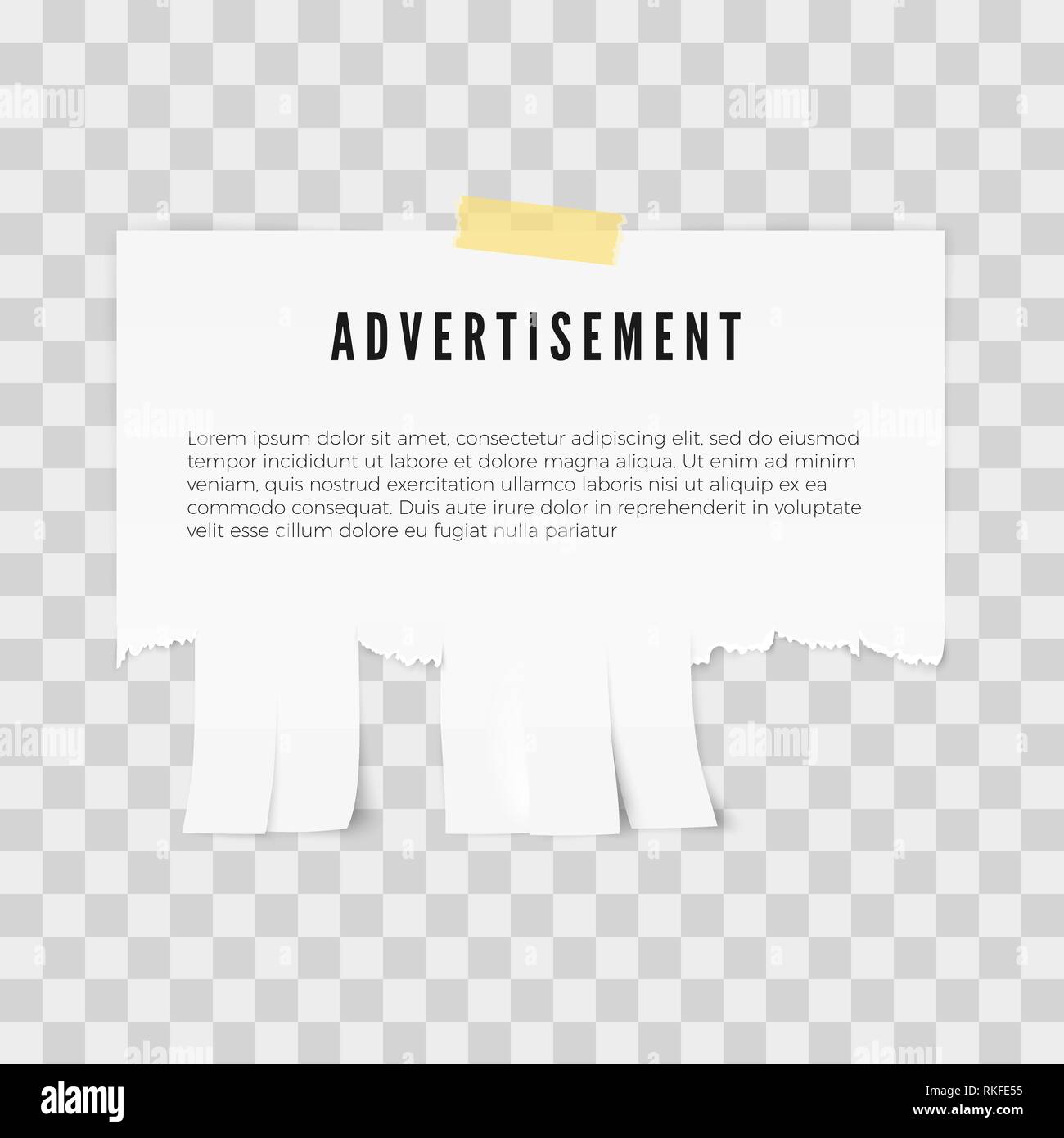 Advertisement tear-off paper template with copy space for text. Vector illustration isolated on tratsparent background Stock Vector