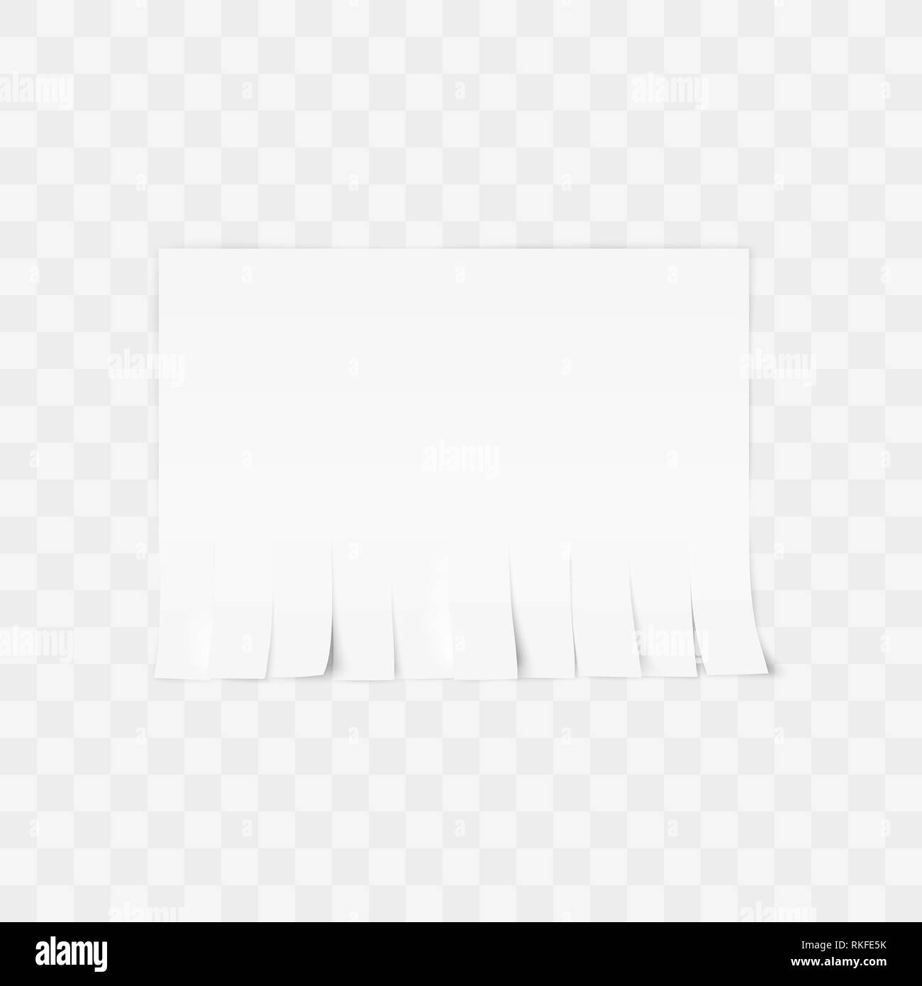 Tear-off paper template. Advertisement template with copy space for text. Vector illustration isolated on tratsparent background Stock Vector