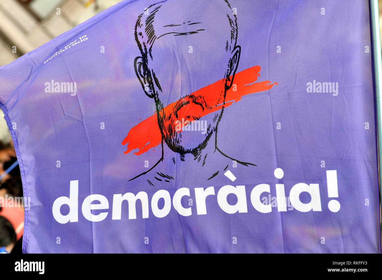 Democracy. Political demonstration for the independence of Catalonia. September 2017. Barcelona, Catalonia, Spain Stock Photo