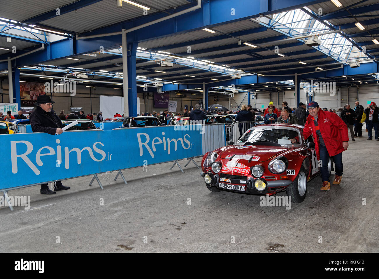 REIMS, FRANCE, February 1, 2019 : Technicla verifications in Parc des Expositions. Rallye Historique is reserved to those cars which have participated Stock Photo