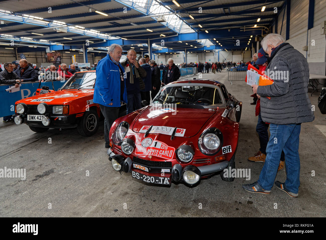 REIMS, FRANCE, February 1, 2019 : Technicla verifications in Parc des Expositions. Rallye Historique is reserved to those cars which have participated Stock Photo