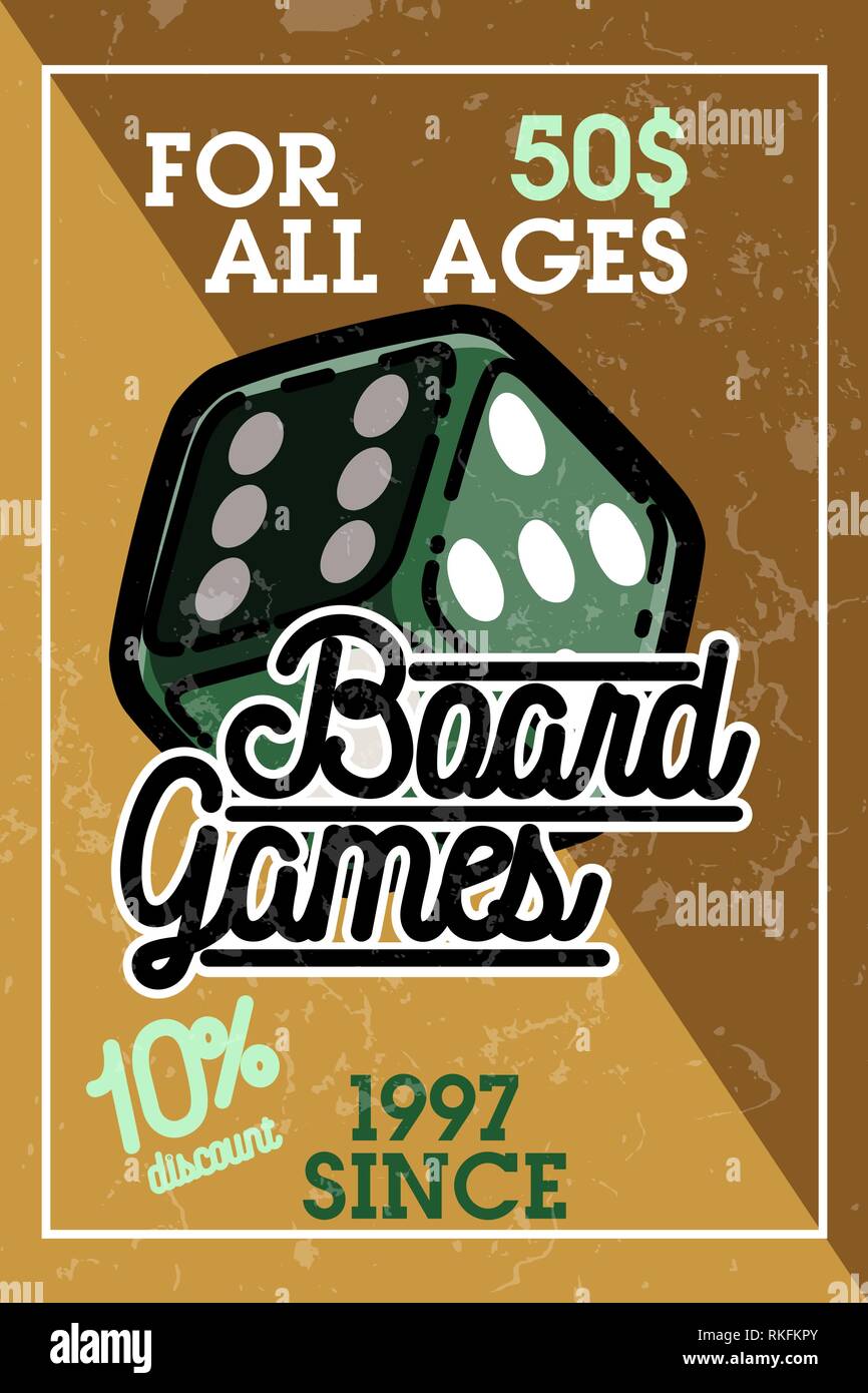 Color Vintage Bord Games Banner Gamer Icons Board Games Players