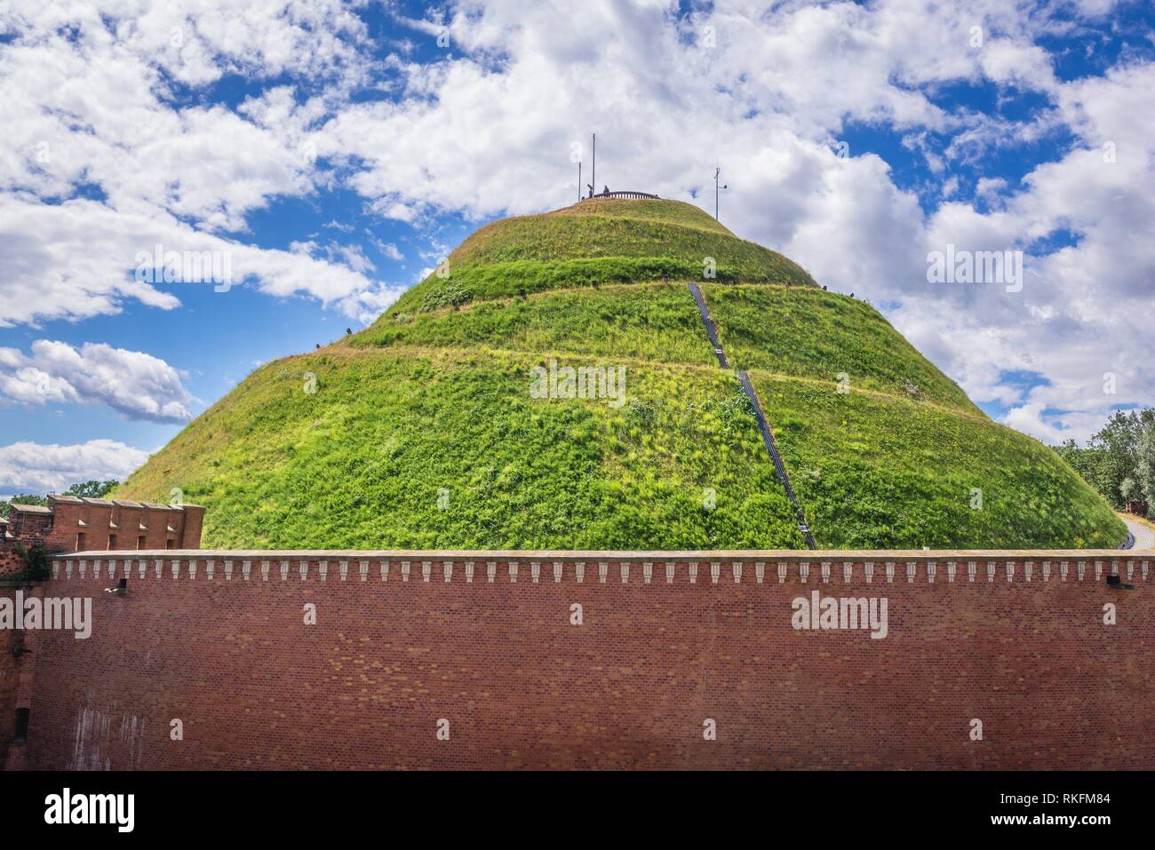 Tadeusz Kosciuszko Mound and citadel walls in Cracow city, Lesser Poland Voivodeship of Poland 