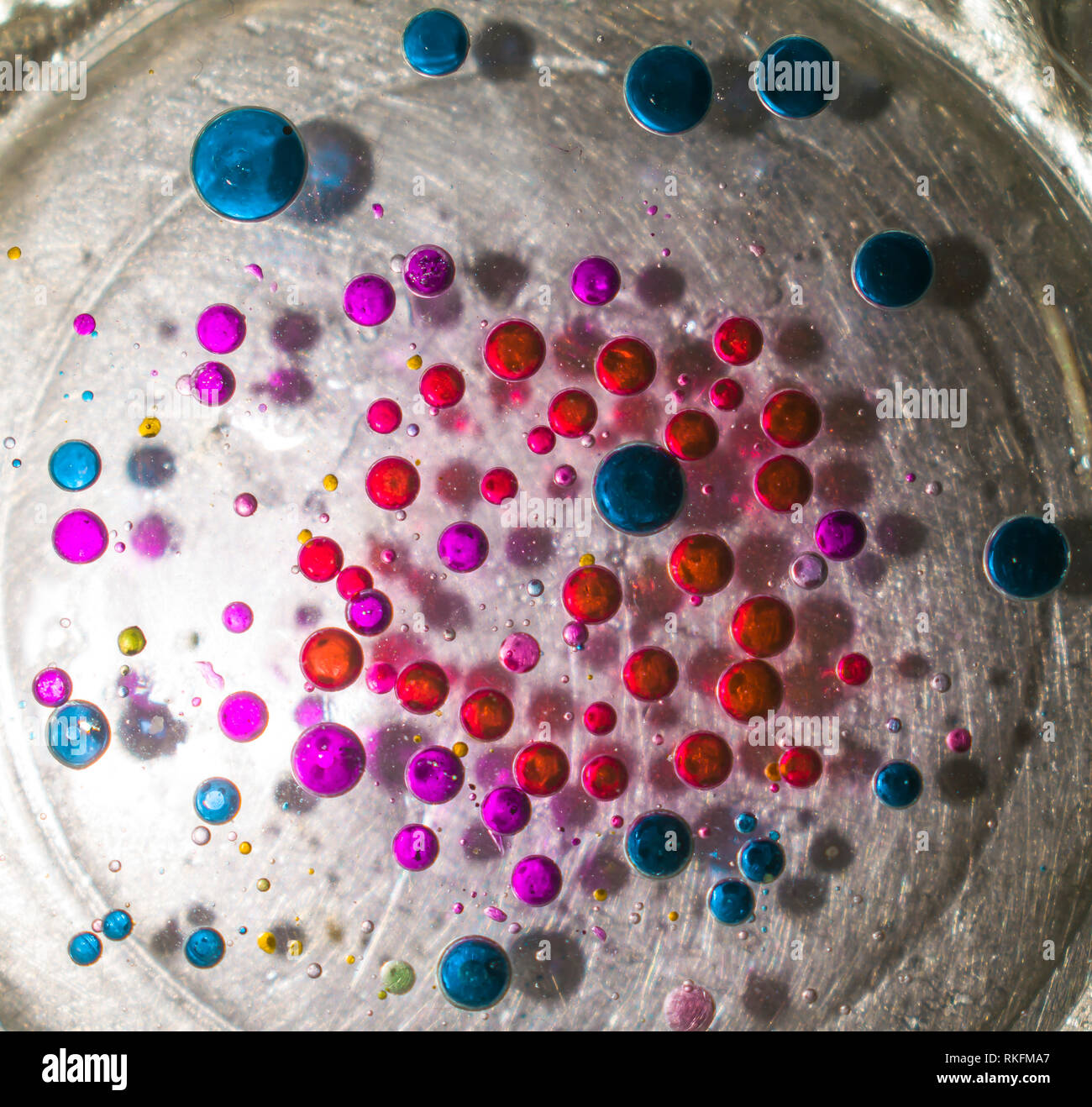 colorful water bubbles in cooking oil Stock Photo Alamy