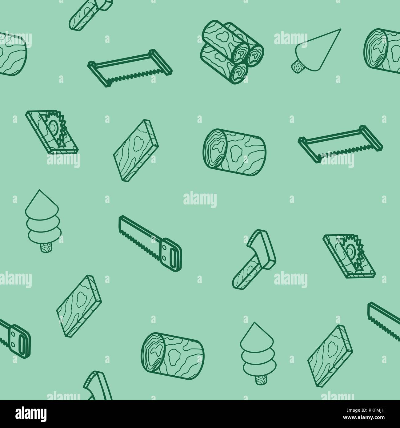 lumberjack flat outline isometric pattern. Vector illustration, EPS 10 Stock Vector