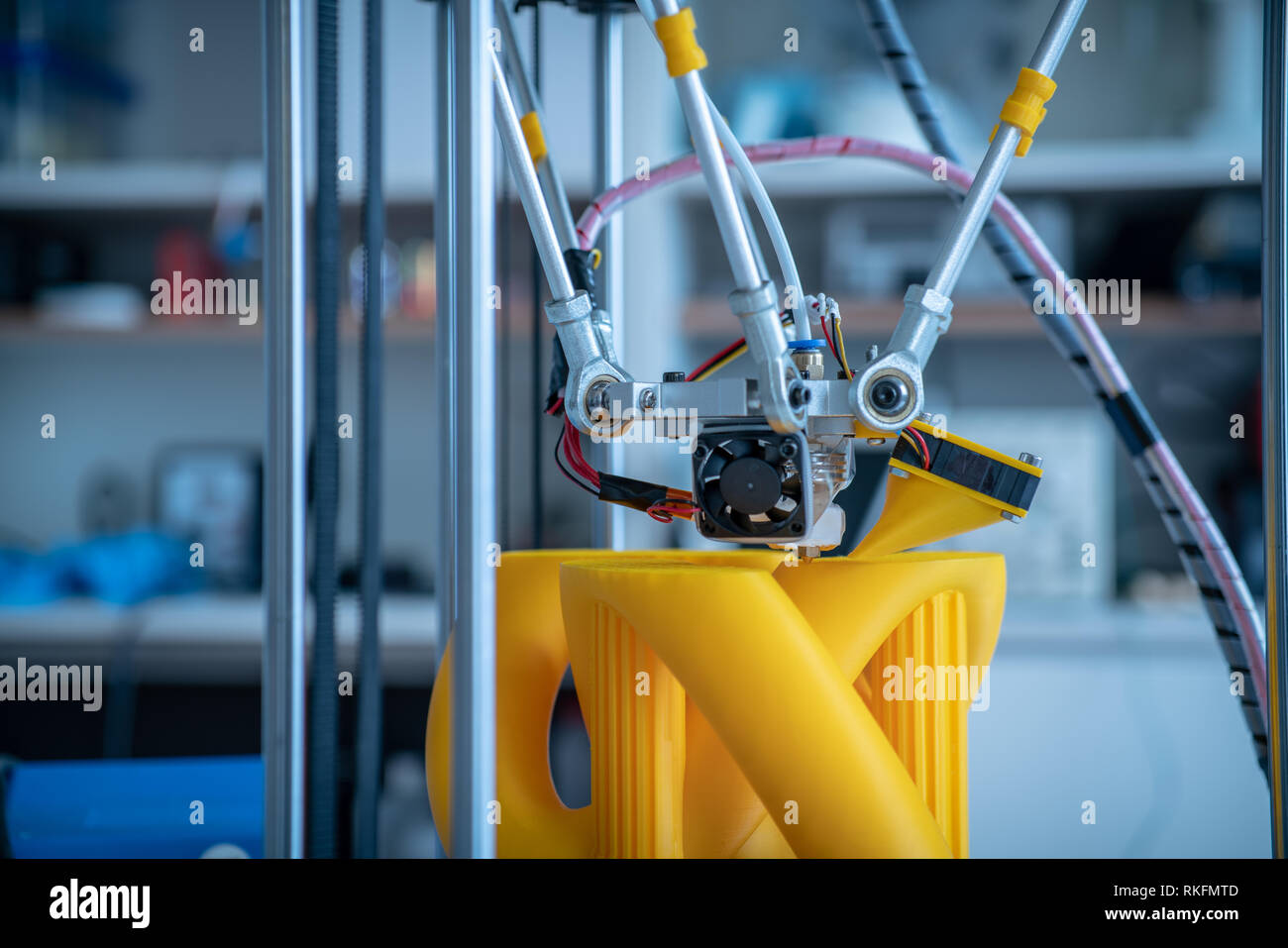 Print parts on a delta 3D printer in industrial lab Stock Photo Alamy