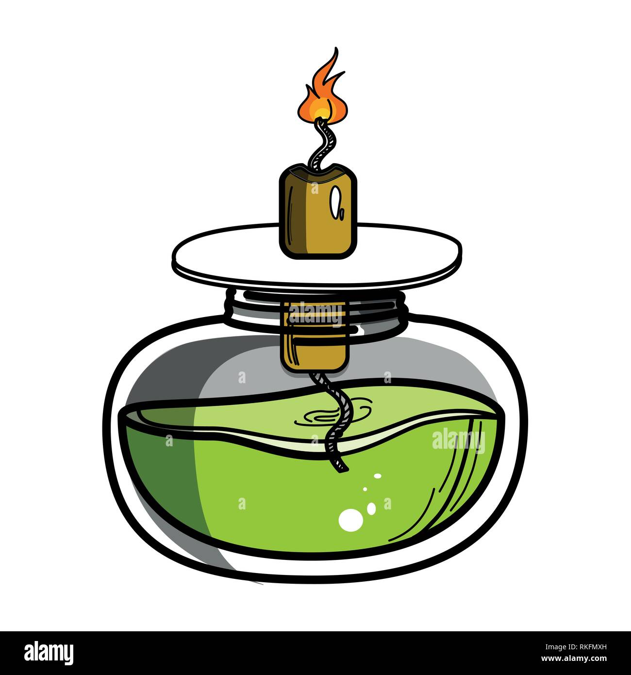 Color sketch of spirit lamp chemical burner. Chemical experiments