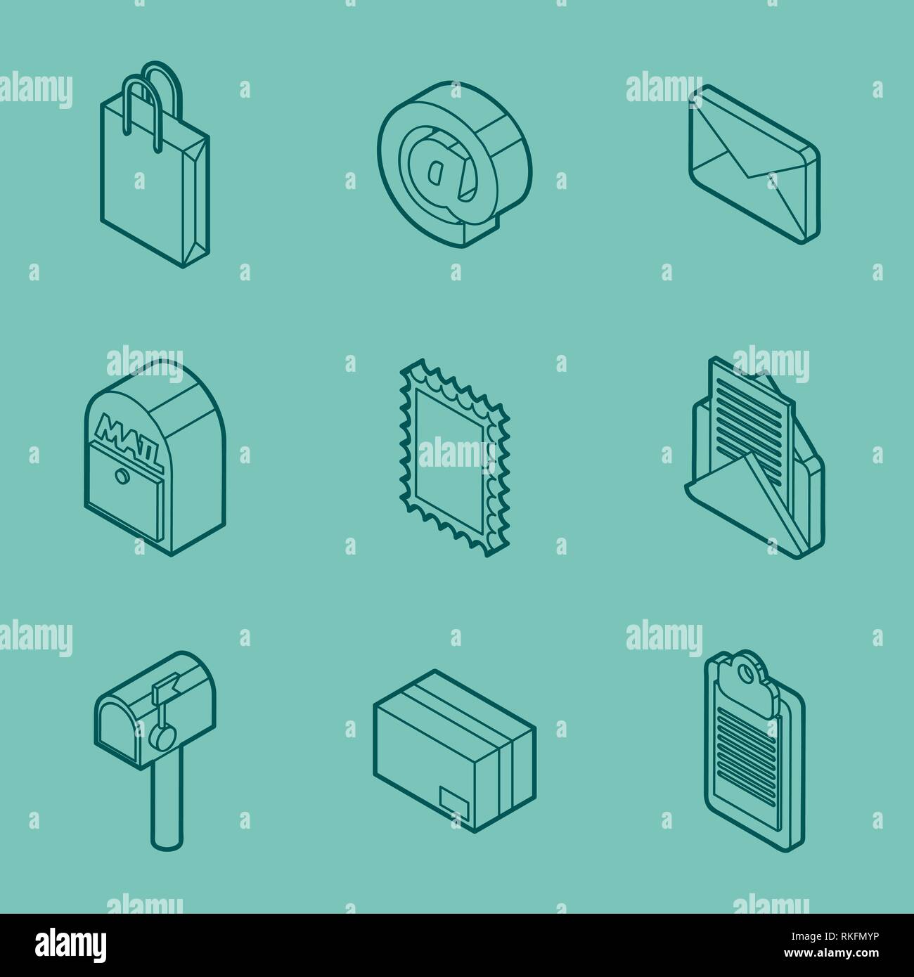 Delivery outline isometric set. Vector illustration, EPS 10 Stock Vector