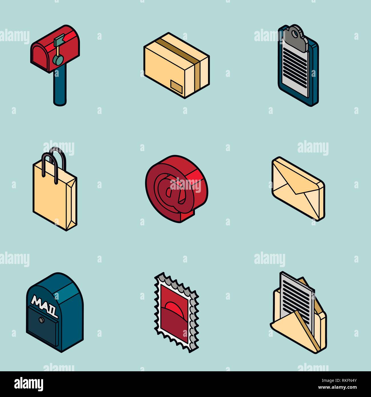Delivery flat outline isometric set. Vector illustration, EPS 10 Stock Vector