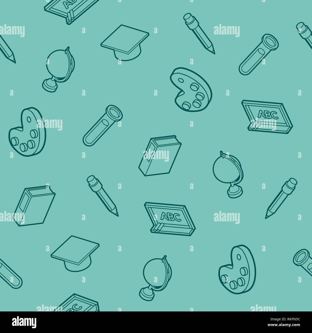 Education outline isometric pattern. Vector illustration, EPS 10 Stock Vector