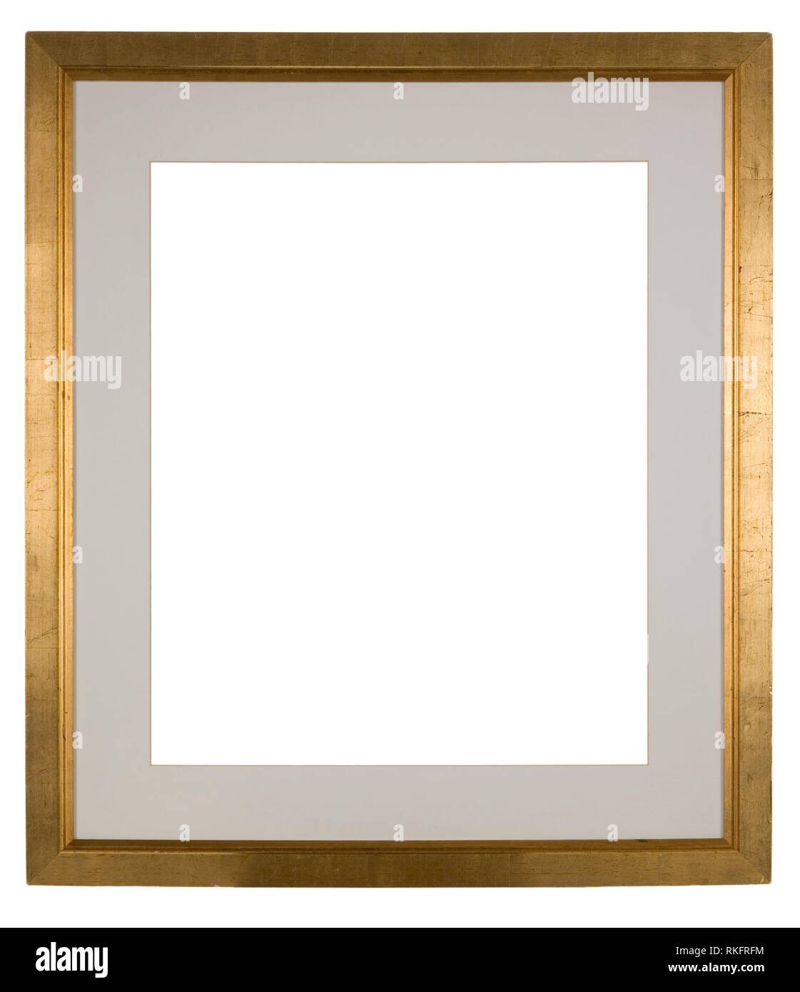 Large empty picture frame, distressed gold finish Stock Photo Alamy