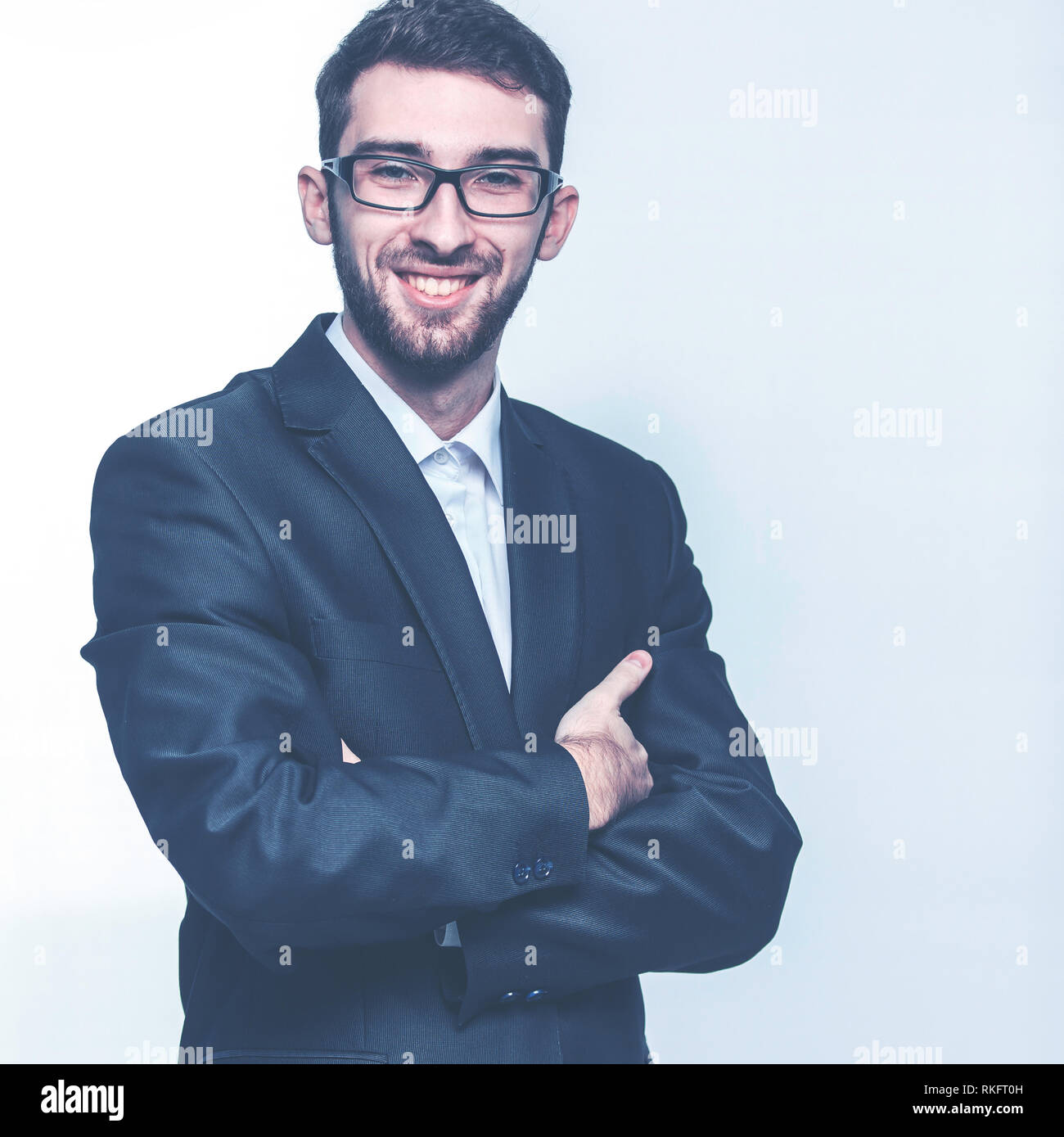 portrait of a successful lawyer in a business suit on a white