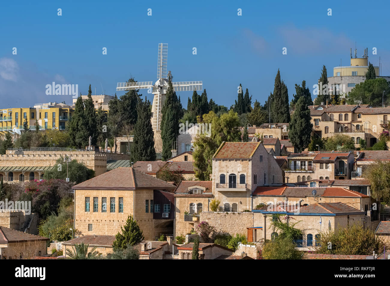 View of Yemin Moshe neighborhood in Jerusalem, Israel Stock Photo