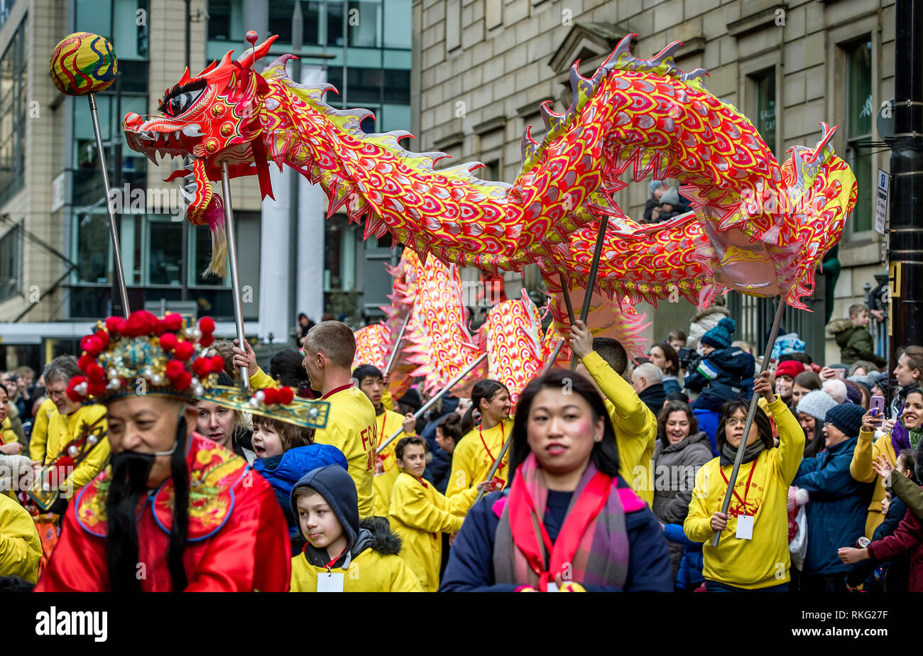 The annual Dragon Parade through the streets of Manchester, UK, to