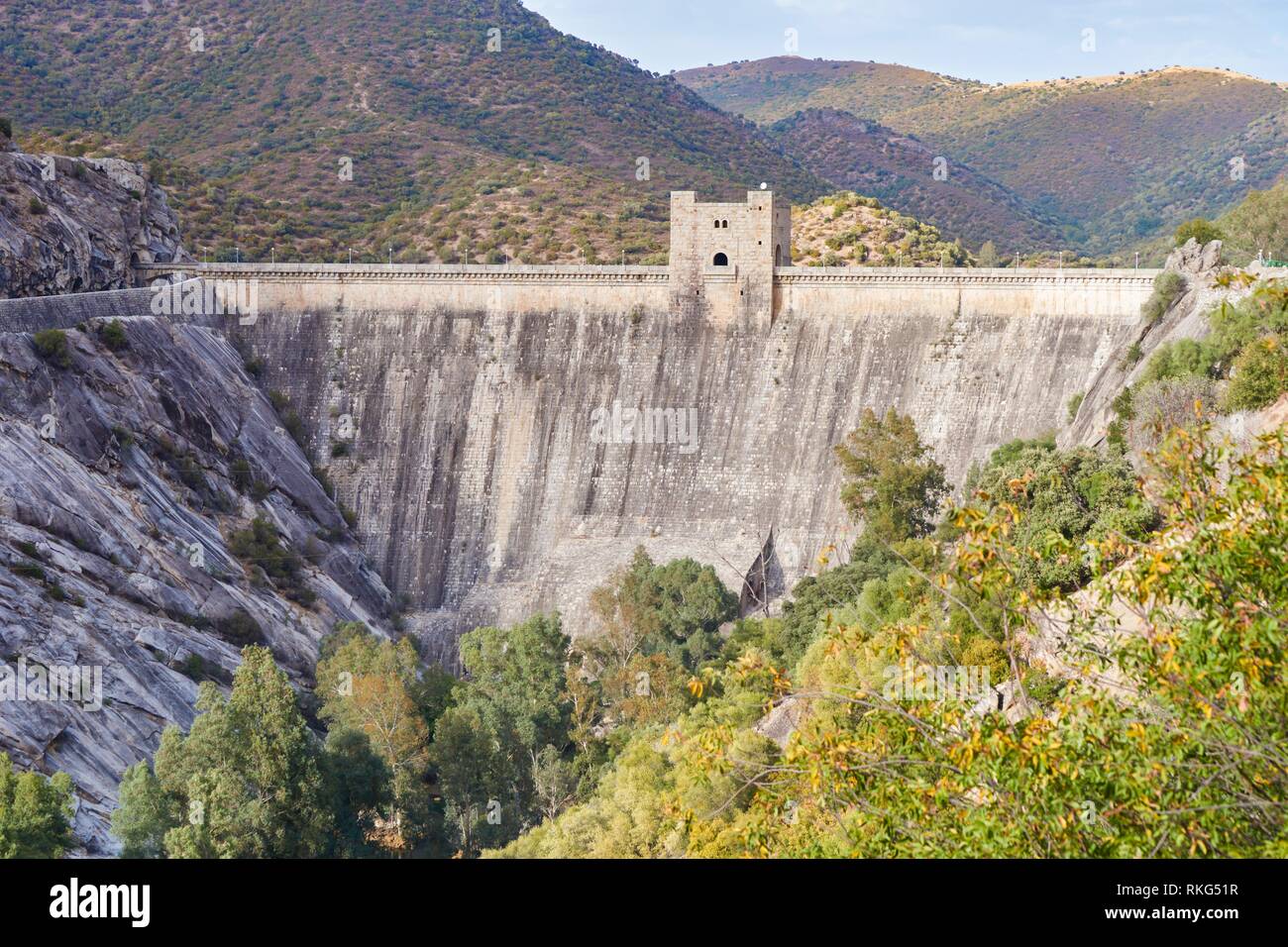 Reservoir Dam Jandula In The Natural Park Of Andujar Jaen Spain Stock Photo Alamy