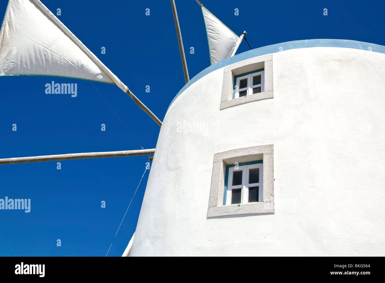 Traditional windmill belong to Sesimbra countryside region, Portugal. Stock Photo