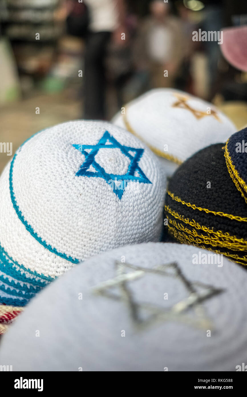 Traditional jewish headwear Kippah with Star of David for sale Stock Photo