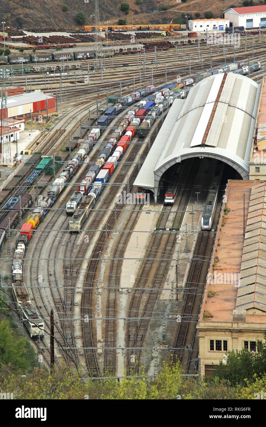 Aerial view train station Portbou in Girona, Costa Brava, Spain Stock Photo  - Alamy