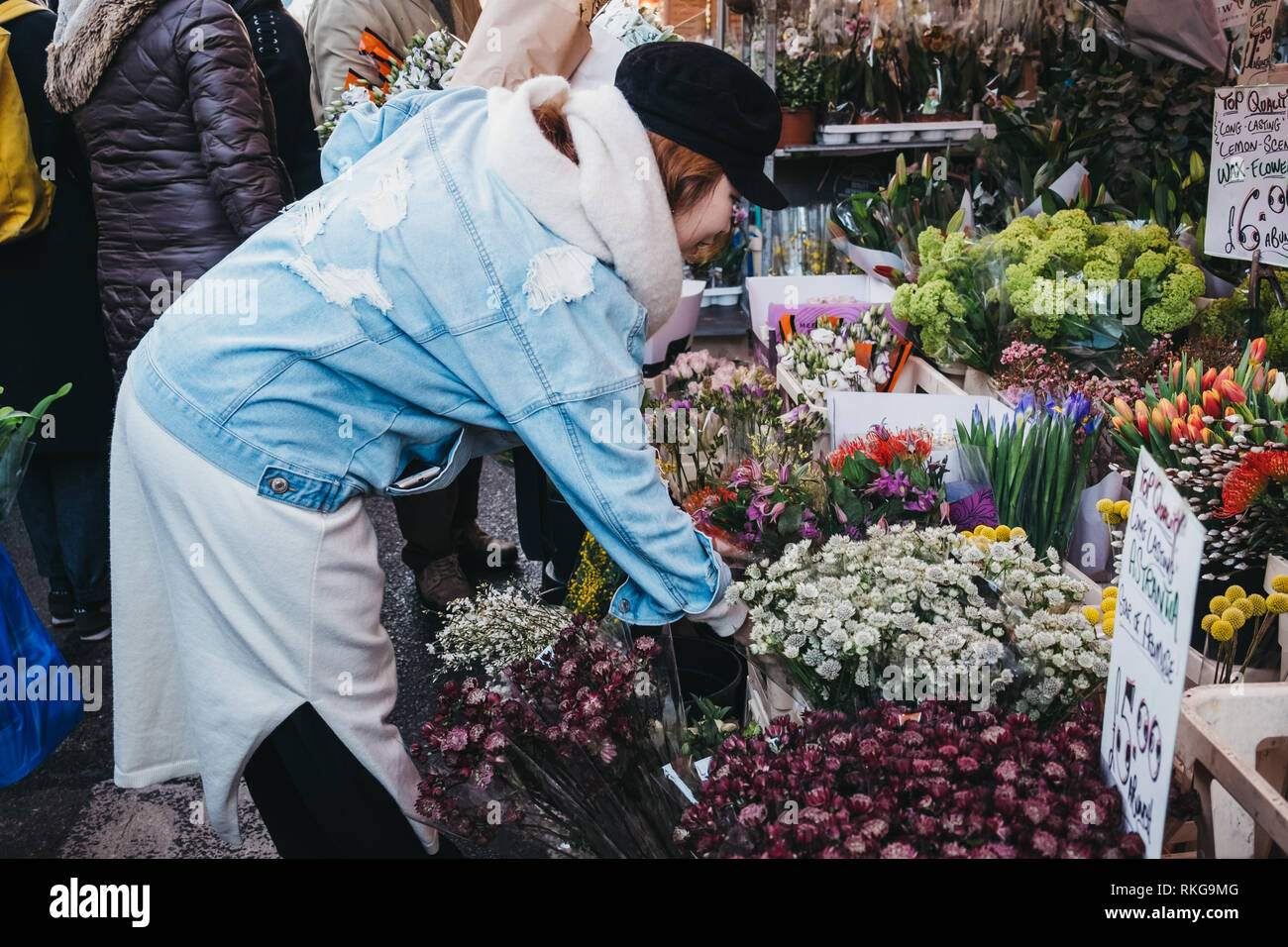 London Uk February 3 2019 People Buying Flowers From A Market Stalls At Columbia Road Flower Market A Street Market In East London That Is Open Stock Photo Alamy