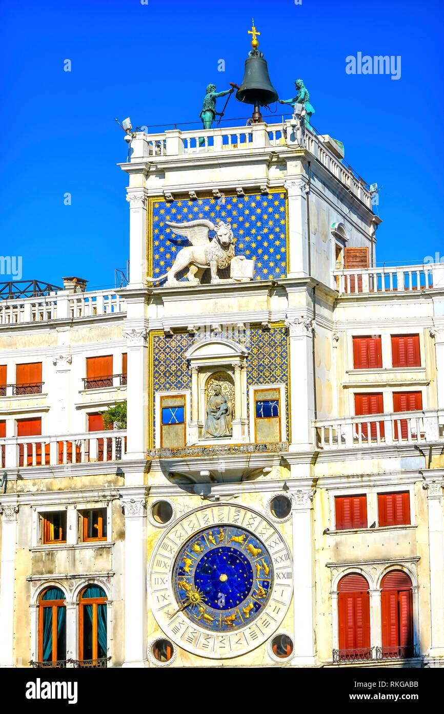 Clock Tower Zodiac Signs Saint Mark's Square Venice Italy. Clock