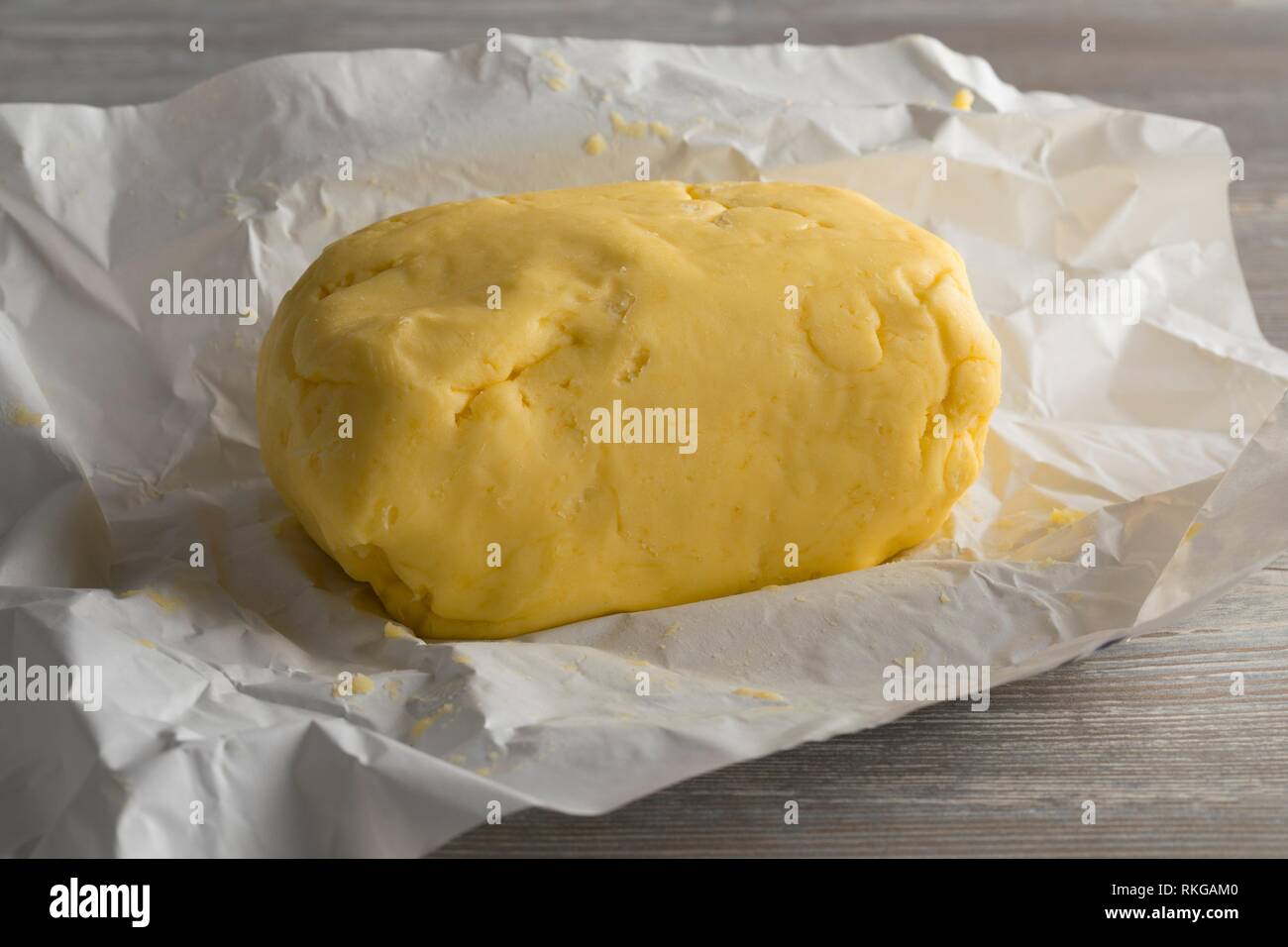 Traditional yellow fresh made Dutch farmers butter. Stock Photo