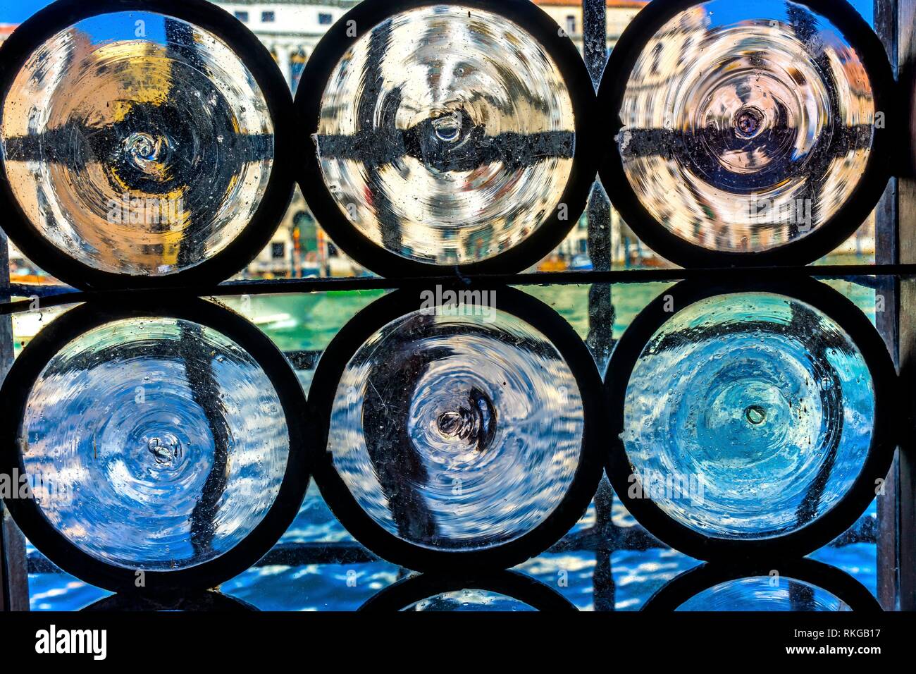 Glass Window Colorful Grand Canal Venice Italy.