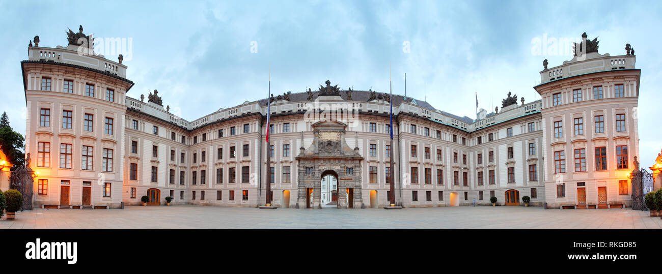 Courtyard of Honor in Prague Castle. It forms the main entrance from the western side. Prague, Czech republic. Stock Photo