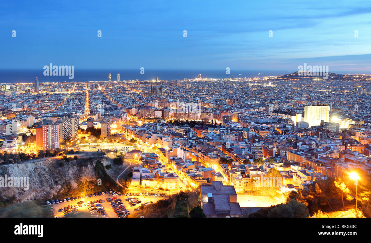 Barcelona city at night, Spain. Stock Photo