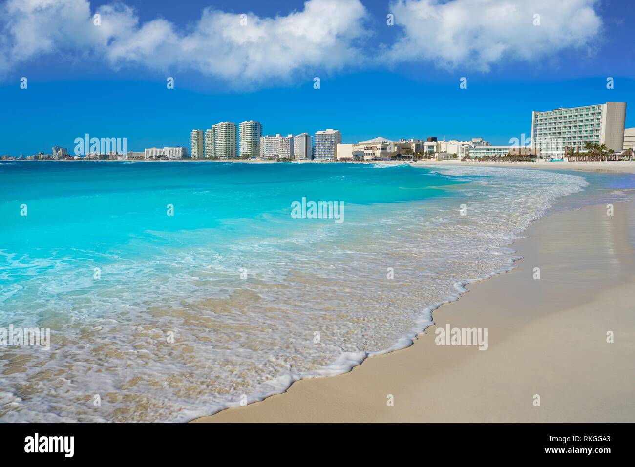 Cancun Forum beach Playa Gaviota Azul in Mexico at Hotel Zone Stock ...