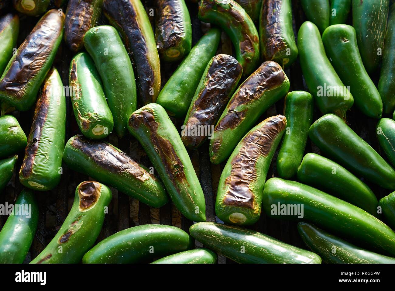 Jalapeno chiles grilled in barbecue in Mexico Stock Photo Alamy