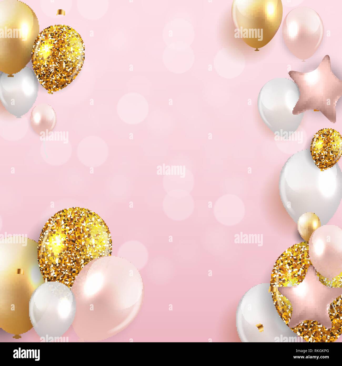 Glossy Happy Birthday Balloons Background Vector Illustration eps10