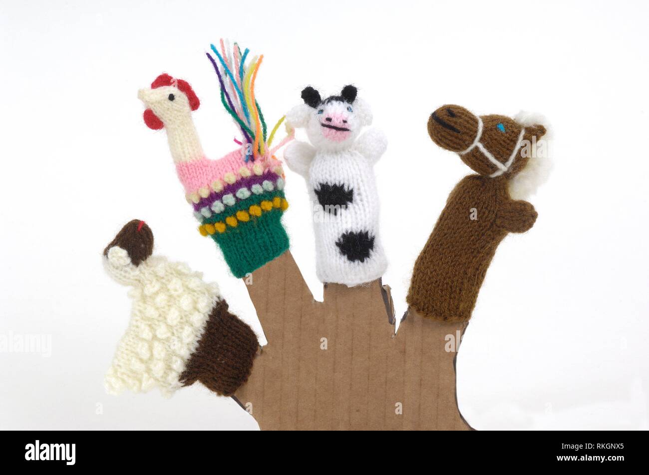 animal puppets dedo Knit Finger Pupes Lot of 3 Peru puppets