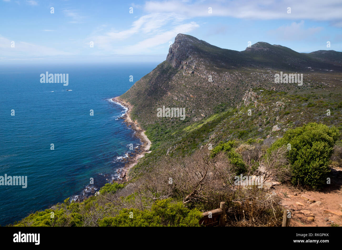 Aerial view of steep cliffs from Cape of Good Hope, South Africa Stock Photo