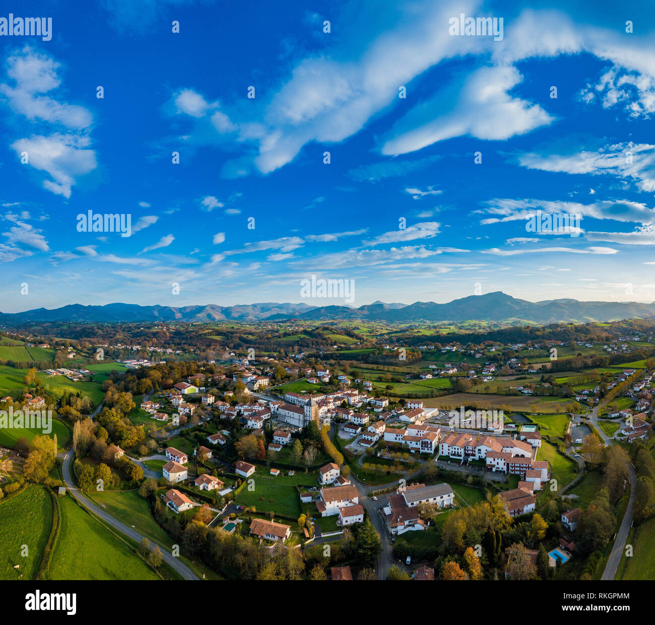 Sare, France in Basque Country on SpanishFrench border, Aerial view