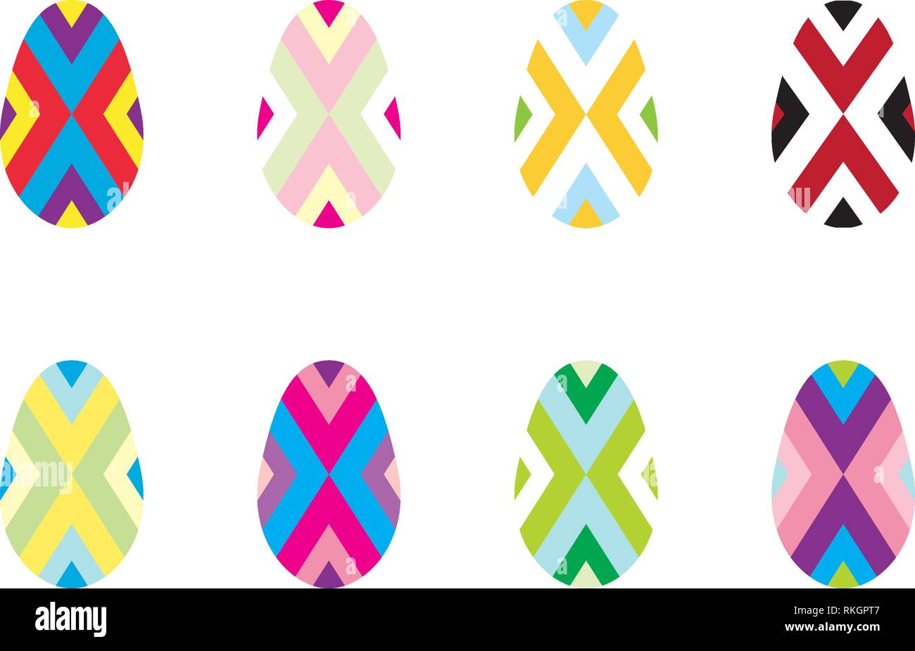 Easter eggs set geometric vector template on white background Stock Vector