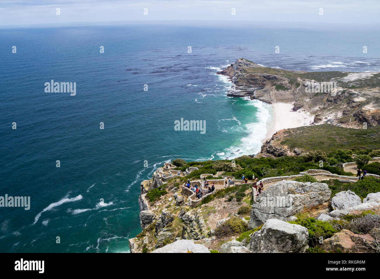Aerial view of steep cliffs from Cape Point, Cape of Good Hope, South Africa Stock Photo
