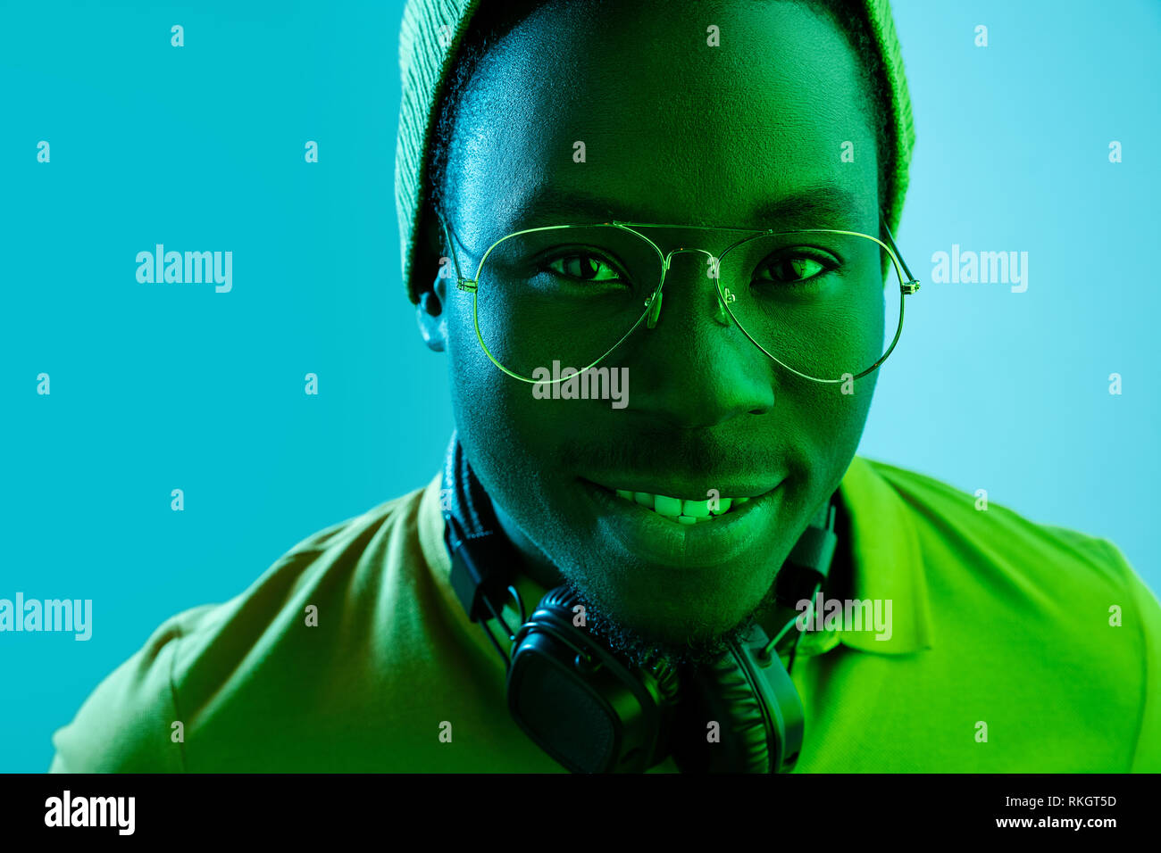 Close up portrait of a happy young african american man smiling on ...