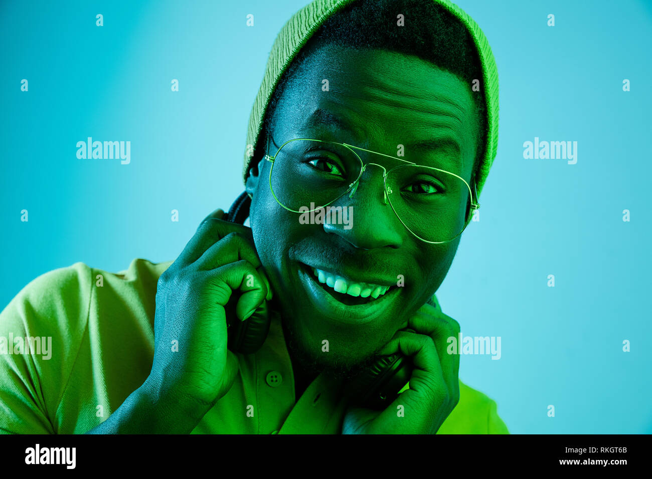 Close up portrait of a happy young african american man smiling on ...