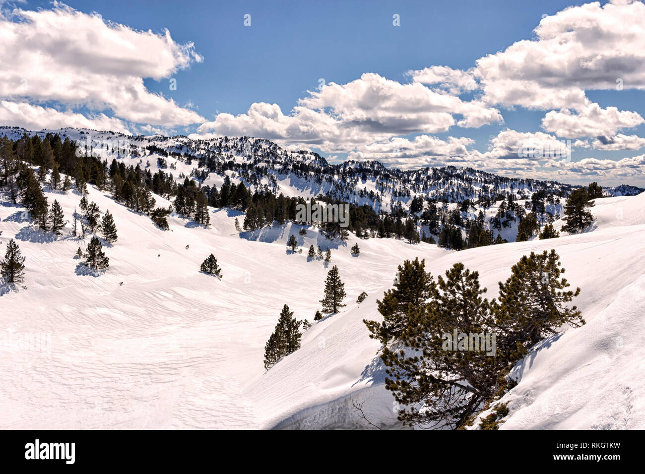 snowy landscape in the pyrenees Stock Photo