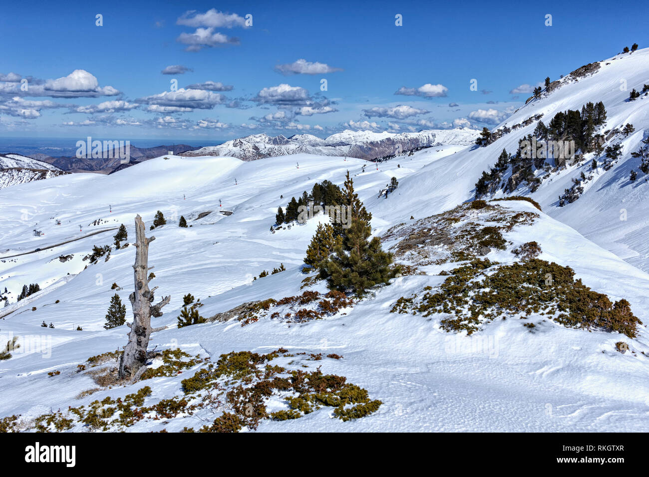 snowy landscape in the pyrenees Stock Photo