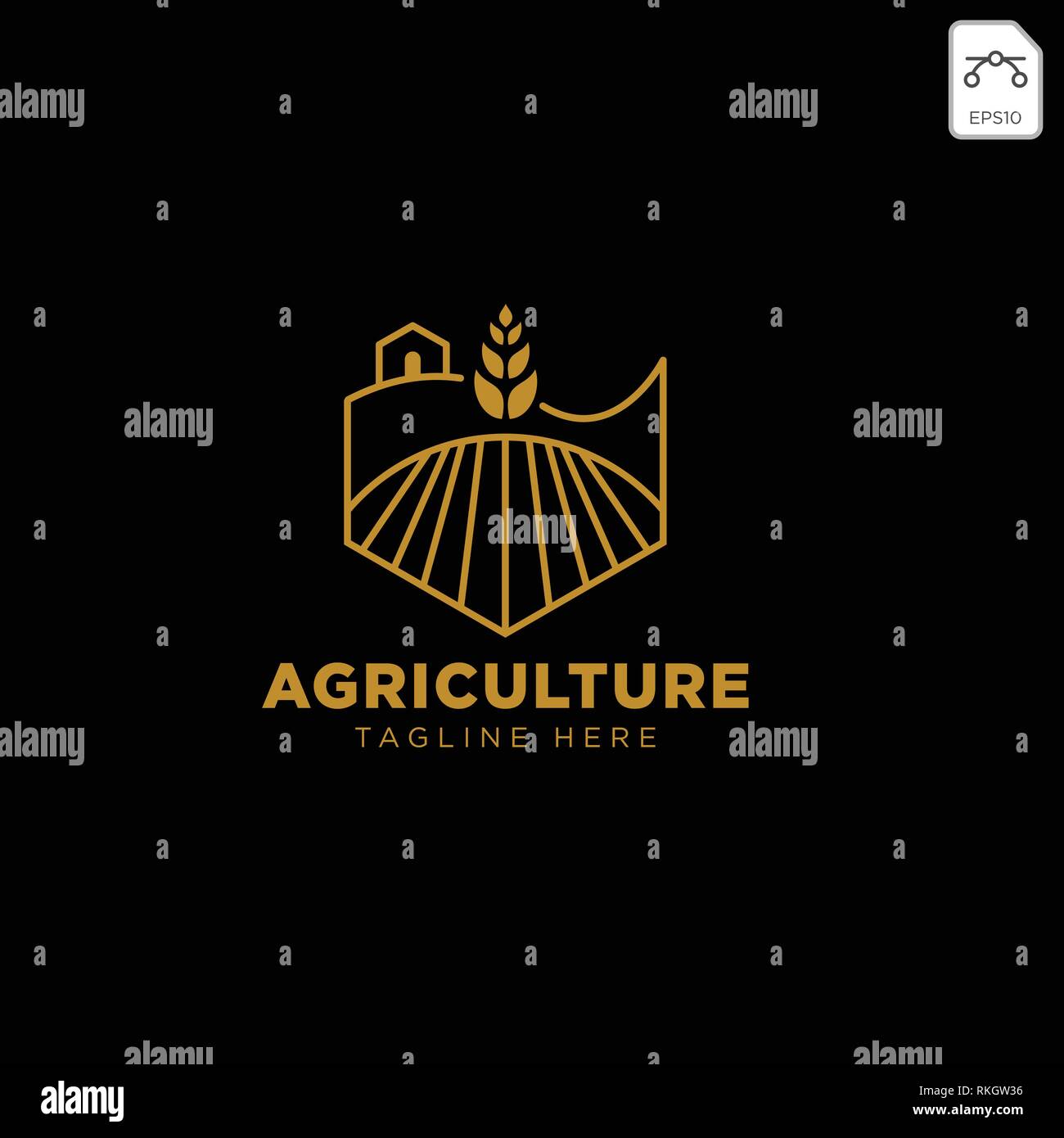 gold ulture farm line badge vintage logo template vector illustration ...