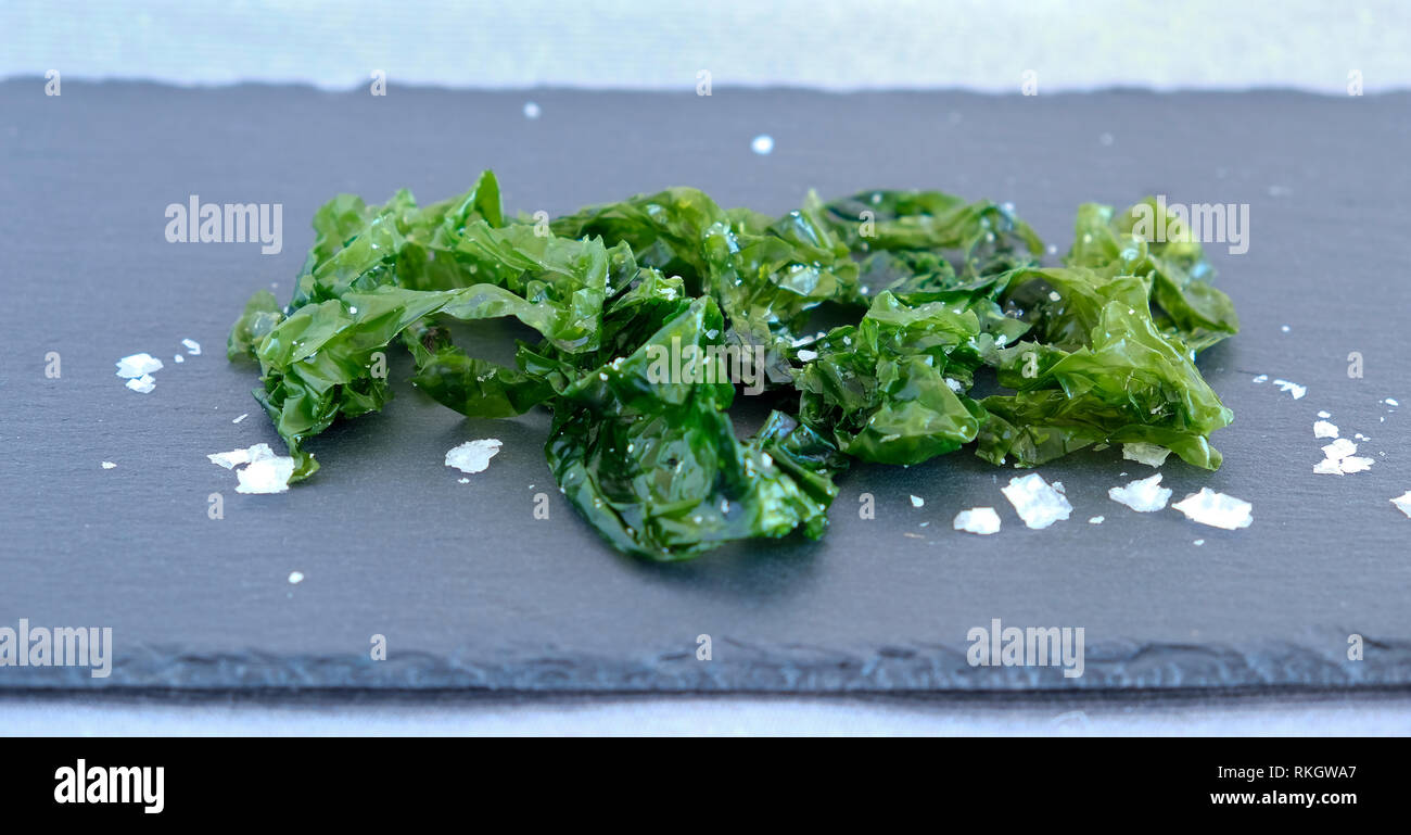Sea lettuce (ulva lactuca), an edible seaweed Stock Photo