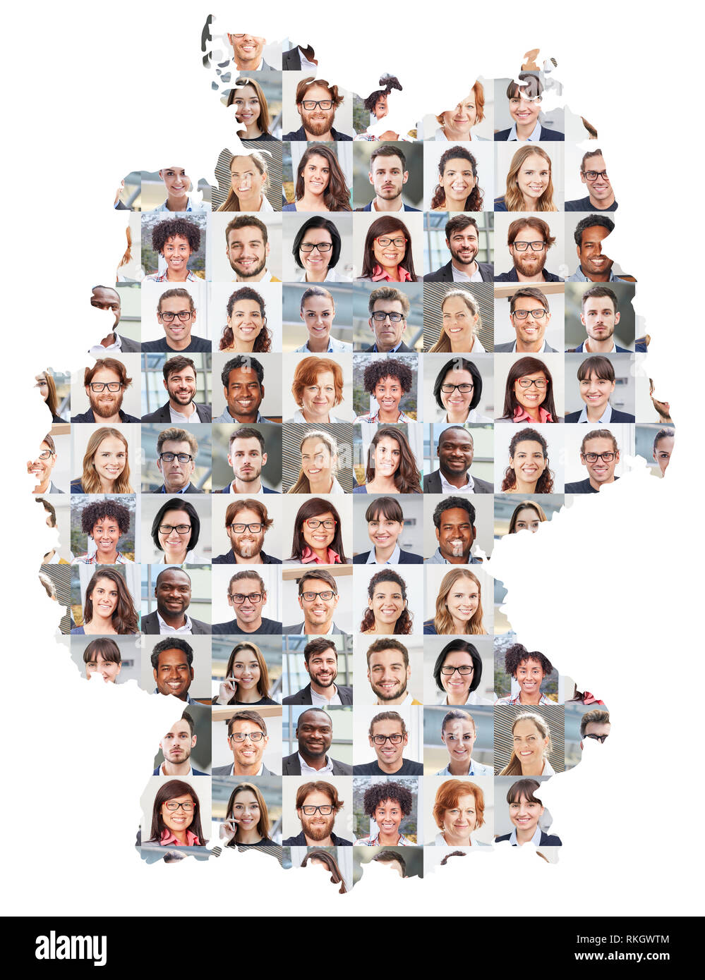 Portrait collage of business people on Germany map as business concept Stock Photo