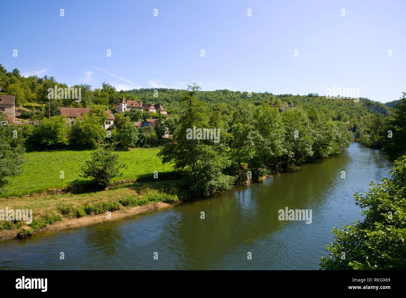 The picturesque Cele Valley at Cabrerets in The Lot, France, Europe. Stock Photo