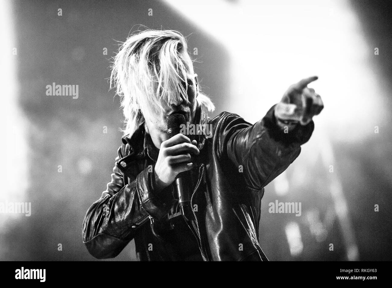 Sweden, Solvesborg - June 07, 2018. The Swedish hard rock band H.E.A.T.  performs a live concert during the Swedish music festival Sweden Rock  Festival 2018. Here vocalist Erik Grönwall is seen live