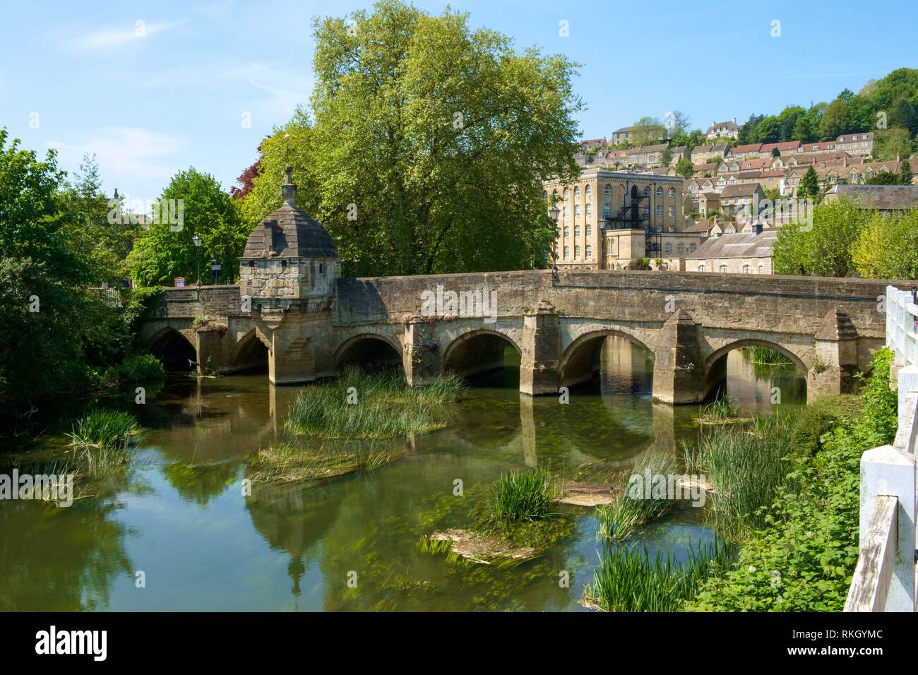 Historic Town Bridge and Lockup, BradfordonAvon, Wiltshire, UK Stock