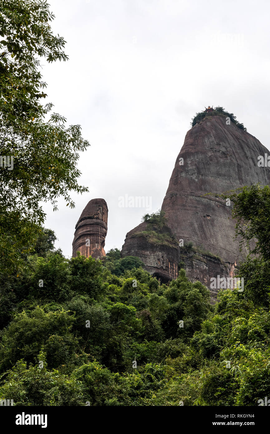 Yang Yuan Stone of  the famous Mount Danxia, Guangdong, China Stock Photo