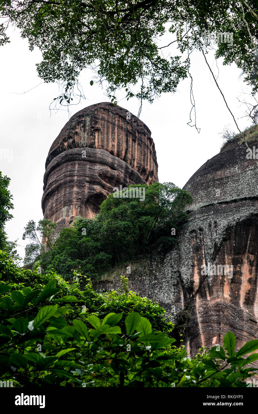 Yang Yuan Stone of  the famous Mount Danxia, Guangdong, China Stock Photo